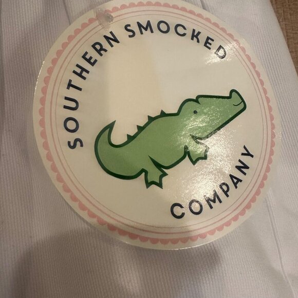 SOUTHERN SMOCKED WHITE DRESS NEW BLUE MARLINS FISH SIZE 8 - Picture 4 of 11